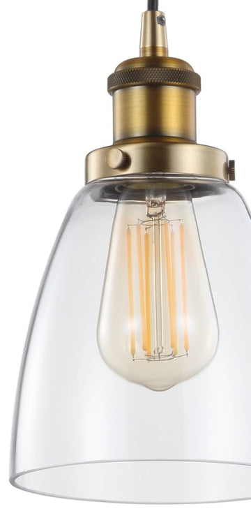 Cleo 5.5" Adjustable Metal/Glass LED Pendant - JONATHAN Y
